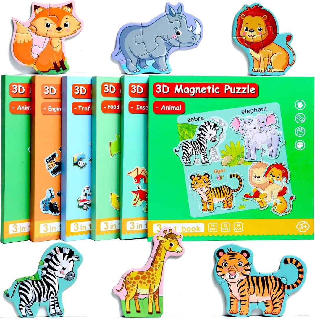 Magnetic Puzzles for Kids Ages 1-3, Travel Toddler Puzzles Ages 2-4 Year, Animal Activities Toy for Boys & Girls 3-5 yo - Learning Magnet Gift for Road Trip