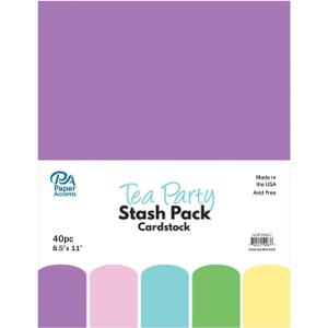 PA Paper Accents Stash Pack Cardstock Pack 8.5" x 11" Tea Party, colored cardstock paper for card making, scrapbooking, printing, quilling and crafts, 65lb., 40 pieces