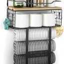Towel Racks for Bathroom Wall Mounted - Bath Wall Towel Holder Set Above Toilet Storage, Rolled Towel Shelf Organizer for Small Bathroom, Wood Vertical Towel Rack for Bathroom Wall Decor
