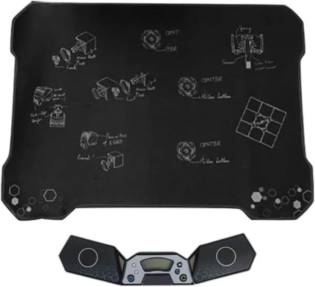 Timer with Mat for Professional Athletics, Touch Control Timer with Display, Timers for Cube Race Stack Competition a Great Gift for Boys and Girls(Black)