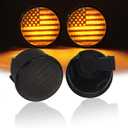 JK Turn Signal Front Lights Smoked Amber LED Indicator Blinker | for 2007-2018 Jeep Wrangler JK, US Flag, 4-in-1 functionality: Turn, Brake, Reverse & Running Lights, Plug-and-Play, No Drill