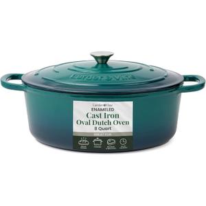Larder & Vine Enameled Cast Iron 8 qt Dutch Oven Pot with Lid | Bread Baking | Compatible on All Cooktops & Oven Safe to 500 F | Great for Sourdough Bread | Bondi