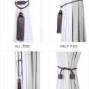 BEL AVENIR Magnetic Curtain Tiebacks Tassel Ties Backs Holdbacks Rope Convenient Drapes Handmade Home Office Decorative (Charcoal)