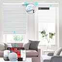 BLANKENDON Motorized Cellular Shades with Remote Control, Blackout Electric Smart Blinds(Free Solar Panel) with Cordless, Windows Automatic Honeycomb Blinds, with Alexa Google, White, 33"× 64"