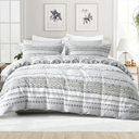 CozyDH Duvet Cover Set Queen Size - 100% Cotton 400TC Boho Aztec, Soft and Breathable Queen Duvet Cover for All Season, Bohemian Geometric 3pcs Bedding Set (Queen, 90"x90", No Comforter