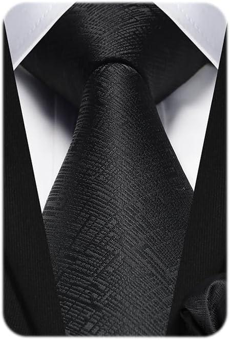 HISDERN Ties for Men Solid Houndstooth Neckties Handkerchief Formal Business Tie & Pocket Square Set Wedding Party