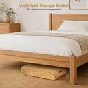 Under Bed Storage with Lid, Hand Woven Underbed Storage Basket for Bedroom, Large Underbed Storage Basket, Wicker Bed Storage Bin (PE Rattan, 60L, Single)