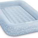 Intex 66810FL Inflatable Kidz Travel Bed Set, Includes Hand Pump and Carry Bag, Removable Mattress, Quick Inflation, Indoor Use, 42in x 66in x 10in, Blue with Star Print Frame