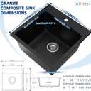 18 Inch Black Drop In Granite Bar Prep Sink 18"x18", 18x18x10-topmount