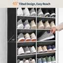 Yecaye 30 Pairs Over the Door Shoe Organizer, Large Capacity Hanging Shoe Rack for Door Hanger with Deep Pockets, Heavy Duty 10 Tier Shoe Holder for Sneakers Boots Heels College Dorm Essentials, Black
