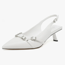 Mostrin Kitten Heels for Women Pointed Toe Pumps Patent Leather Low Heel Slingback Heels with Buckle Dress Shoes for Dating Party Working, 7.5