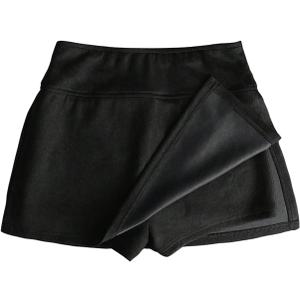 OYOANGLE Women's High Waist Faux Suede Short Skirt Side Split Skort Bodycon Mini Skirt, Medium