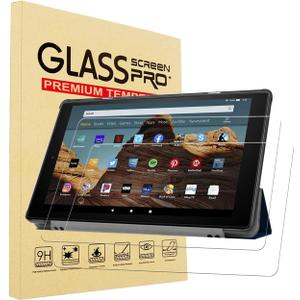 YINOVEEN 2 Pack Tempered Glass Screen Protector for Fire HD 10 Tablet 10.1 inch (9th/7th Generation, 2019/2017 Release), 2.5D Radian, 9H Hardness(Not Fit Fire HD 10 11th/13th Gen, 2021/2023)