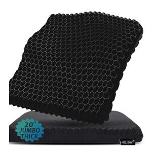 20" Gel Seat Cushion for Long Sitting(Jumbo&Thick) – Office Chair Cushion – Wheelchair Cushions for Pressure Sores – Non-Slip Desk Chair Car Seat Cushion Driving – Sciatica & Back Pain Relie