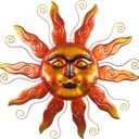 Outdoor Metal Wall Art Metal Sun Wall Art Decor 26 inch Large Outdoor Wall Art Hanging Decoration for Graden 3D Sun Face for Living Room Garden Yard Patio(Thread)