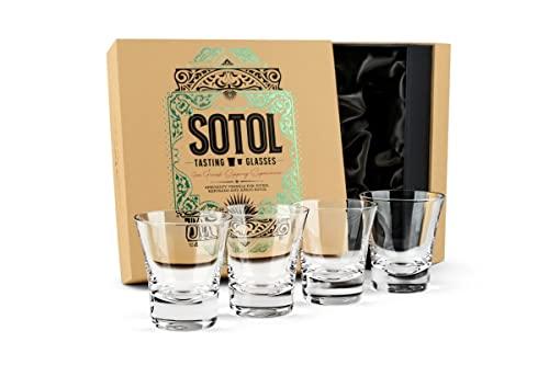 Sotol and Tequila Sipping Glasses | Tequila Glassware Collection | Set of 3 | 6 oz Professional Sippers for Drinking Joven, Reposado, Anejo Sotols | Stemless Heavy Based Liquor Snifters