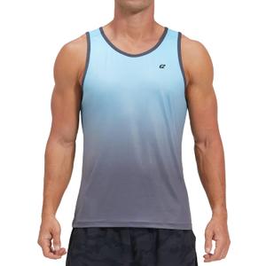 EZRUN Men's Tank Tops Quick Dry Workout Swim Beach Shirts Sleeveless Shirts for Bodybuilding Gym Fitness Training, Large, Blue Gradient