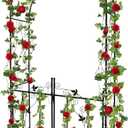 Kalolary Garden Arch with Gate, Heavy Duty Metal Butterfly Garden Arbor for Climbing Plant Metal Raised Bed Rose Vines Climbing Support for Lawn Backyard Patio Outdoor Decoration (91"x45"x15")
