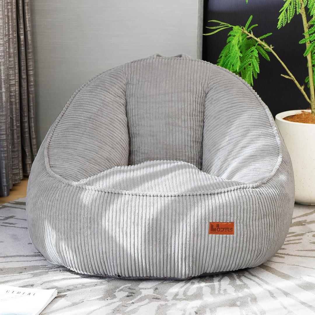 Bean Bag Chair, Cozy Fluffy Beanbag Chairs with Filler for Teens and Kids, Floor Lazy Sofa for Living Room Gaming & Reading (S-Light Grey), Small