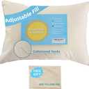 LOFE Organic Pillow with Pillowcase - 20x26 Youth Pillow with 100% Organic Cotton Shell, Adjustable Loft Organic Standard Plilow, Machine Washable, Soft, Perfect for Youth&Adults (Off White(pure))