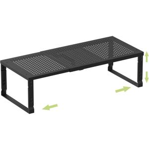 Heavy-Duty Adjustable Metal Shelf Organizer - Expandable & Stackable Pantry Storage Rack for Kitchen, Bathroom, RV, Cabinets(1 Pack/Black, Medium)