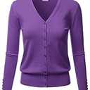 LALABEE Women's V-Neck Long Sleeve Button Down Sweater Cardigan Soft Knit, XL