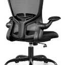 FelixKing Office Desk Chairs, Ergonomic PC Desk Chair with Wheels, Adjustable Lumbar Support and Height, Swivel Computer Chair with Flip-up Armrests, Ergo Mesh Backrest for Working (Black) (FK936)