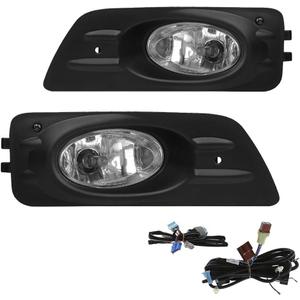 Driving Fog Lights Lamps Replacement for Honda Accord Sedan 4 Door 2006 2007 with H11 12V 55W Halogen Bulbs & Switch and Wiring Kit (Clear Lens)