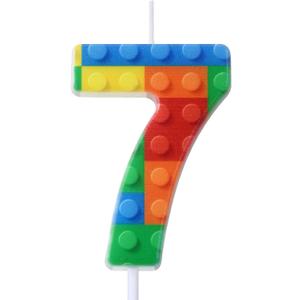 Building Block Number 0-9 Birthday Cake Candle Numeral Birthday Sparkler Candles for Building Block Cake Topper for Party Decorations Supplies(Number 7)