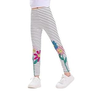 Haloumoning Kids Girls Striped Leggings Toddler Cute Elastic Waist Printed Pants 3-4T