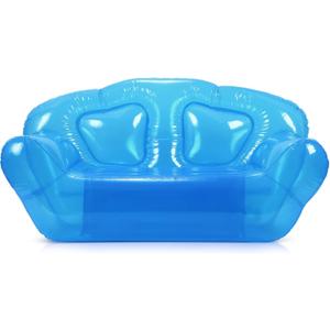 Kigley Inflatable Chair Blow Up Couches Transparent Inflatable Sofa Seat Yard Patio Portable Air Couch Furniture for Outdoor Indoor Camping Beach Room(Double Seat,Blue)