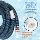 1-1/4 Inch x 27Ft Heavy-Duty Spiral Wound Pool Vacuum Hose with Kink-Free Cuff - Durable, Flexible, Universal Fit for Pool Maintenance, White, Blue