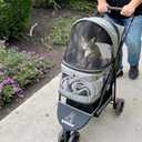ROODO 3 Wheel Dog Pet Cat Stroller Best Lightweight Foldable Compact Portable Jogger All Terrain Travel Pet Gear Puppy Kitty Stroller for up to 30lbs Medium Small Dogs and Cats(Cationic ash)