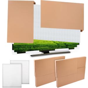 Feifeiya 5 Pcs Foam Mirror Box Set TV Box for Moving Picture Moving Include Large Case and Foam Flat Screen TV Cover Fits up to 65'' W x 36'' H for Art Display Protect Pack (40 x 60 x 4 Inches)
