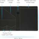 STYLIO Padfolio Portfolio Organizer Binder | Interview Resume Folder, Legal Document, Business Card Holder |w/Letter-Sized Notepad | Handsome Piano Noir Faux Leather Folio Matte Finish, Accent Stitch