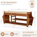oakvivo 47.2in Shoe Bench Entryway - Bamboo Shoe Rack Bench with Storage, Shoe Rack Organizer with Cushion, 2 Side Holder, Holds Up tp 330lbs for Front Door Entrance, Living Room