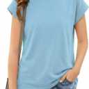Girls Cap Sleeve T Shirts Kids Summer Crewneck Solid Tops Tees 5-14 Years (Blue)