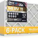 BNX TruFilter 16x20x1 Air Filter MERV 11 (6-Pack) - MADE IN USA - Allergen Defense Electrostatic Pleated Air Conditioner HVAC AC Furnace Filters for Allergies, Dust, Pet, Smoke, Allergy MPR 1200 FPR 7