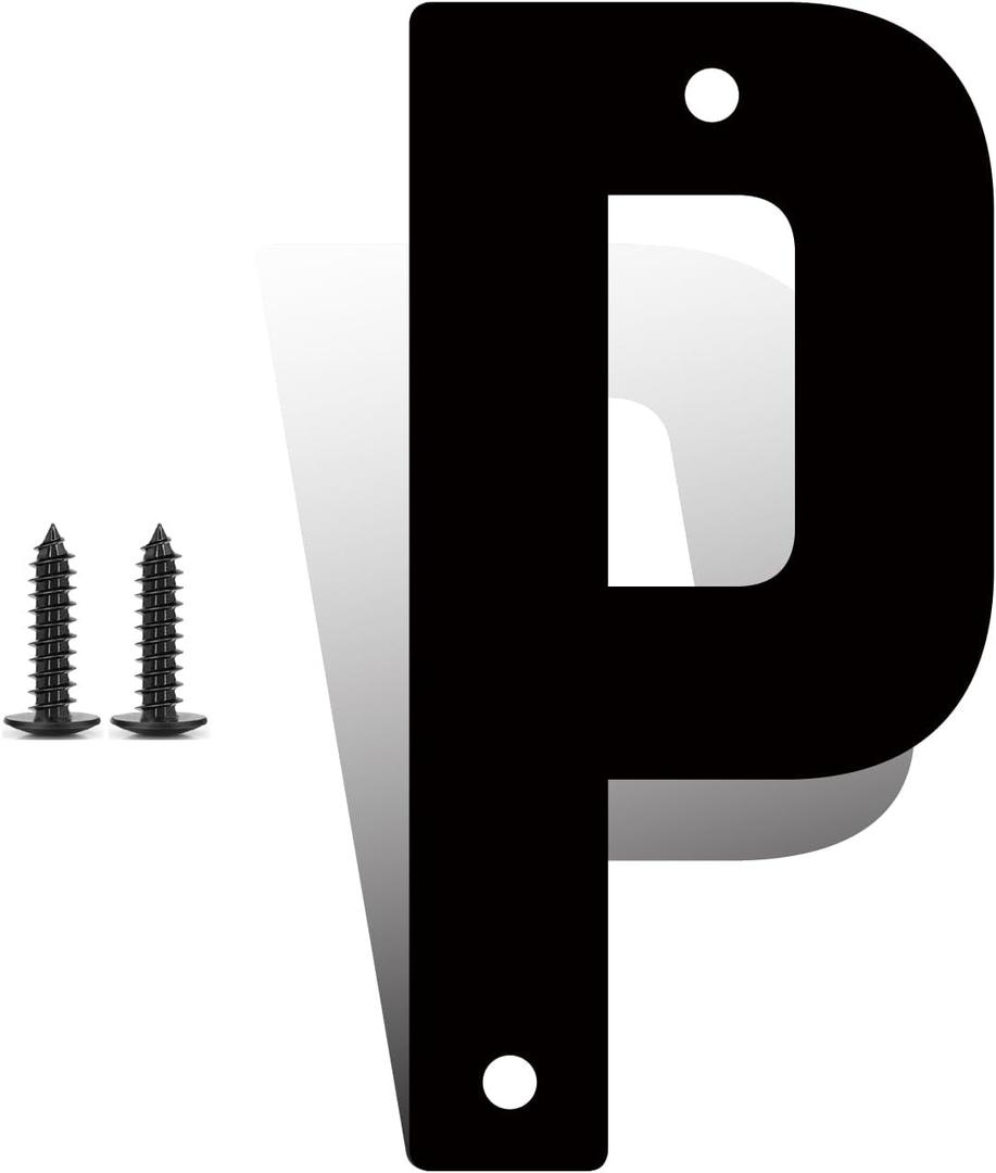 8 Inch Large Metal Letters, Metal House Letters, Modern Black House Address Letter for Outside, Outdoor Address Letter for Apartment Home Street Office Mailbox (P)