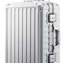 LUGGEX Carry On Luggage with Spinner Wheels, 20 Inch Aluminum Frame Zipperless Polycarbonate Hard Shell Suitcase, Silver