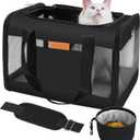 YUNIQUE Soft-Sided Cat & Dog Carrier for Pets Up to 15 Lbs, Airline Approved Collapsible Travel Puppy Carrier with Lightweight Fabric Design (Black)