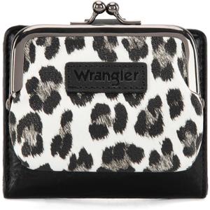 Montana West Wrangler Women's Wallet Leopard Print Wallets RFID-blocking Small Bifold Credit Card Holder with Kiss Clasp WG366-W116BK