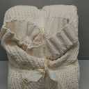 Amlie Home Chevron Chenille Knit Throw Blanket for Couch, Cozy Texture Decorative Soft Blanket for Sofa & Chair, 60"x80", Ivory