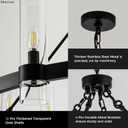 MAYNA 36" Wagon Wheel Chandelier with Clear Glass Shades, 12-Light Modern Farmhouse Round Pendant Light Fixture, Matte Black Large Industrial Ceiling Chandelier for Dining Room, Living Room