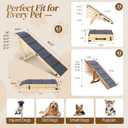 Extra Large Dog Ramp 63‘’L for High Bed, Couch & SUV – 200 Lb Heavy Duty Solid Wood Pet Ramp, 6 Adjustable Height – Portable Stable Non-Slip Steps for Medium to XL Dogs