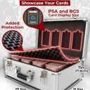 Graded Card Case - 4 Row Graded Card Storage Box with 8 Foam Inserts - Durable PSA Slab Case with Secure Lock - Also Compatible with GMA, HGA, NGS, SGC, CSG - Holds up to 640 Top Loaders (Silver)