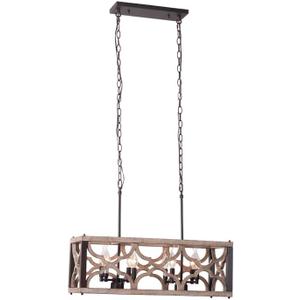 Farmhouse Dinning Pendant Lighting Fixture, Vintage Wooden Ceiling Hanging Lamp for Kitchen Island, Antique Chandelier for Kitchen Dinning Room Bar Warehouse etc.