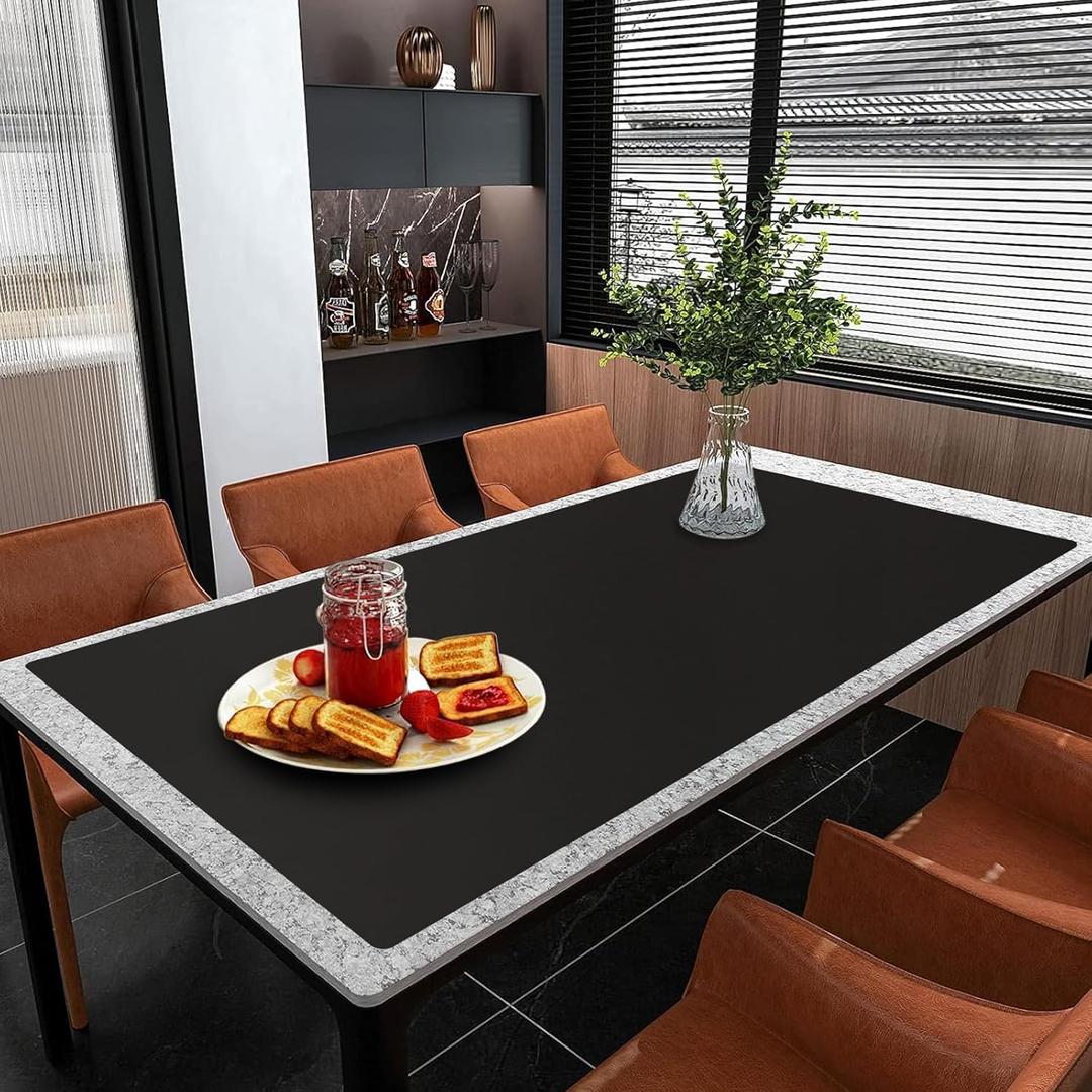 Large Silicone Mat, 72x16 Heat Resistant Mats for Countertop, Cuttable Waterproof Kitchen Counter Mat, Multipurpose Countertop Protector Mat, Silicone Mats for Kitchen Counter (Black)