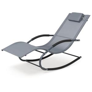 mansion home Outdoor Lounge Chair with Pillow, Chaise Lounge Chair for Patio, Lawn, Pool, Grayish Blue