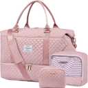 LOVEVOOK Travel Duffle Bag,Weekender Bags for Women with Shoe CompartmentCarry on Overnight Bag with Toiletry Bag,Gym Duffel Bag with Wet Pocket, Hospital Bags for Labor and Delivery (Large-3Pcs, Pink)